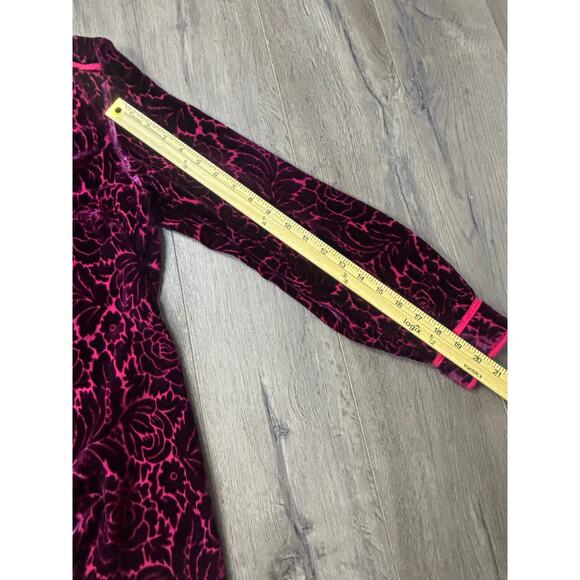 Sundance Velvet Burnout Floral Button Down Blouse Top Pink Purple Sz Small - Picture 3 of 8